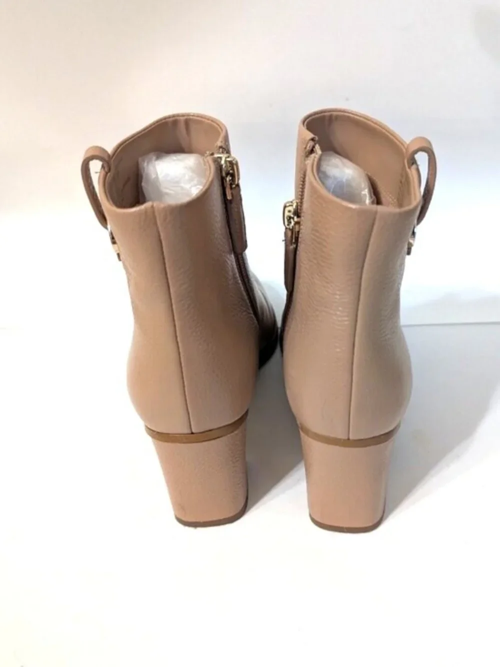 KATE‎ SPADE NEW YORK Women's Uptown Pebbled Leather Block Heel Booties Tan 6.5B